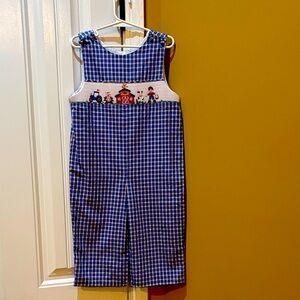 Blue Checkered Embroidery Zuccini Boys Outfit